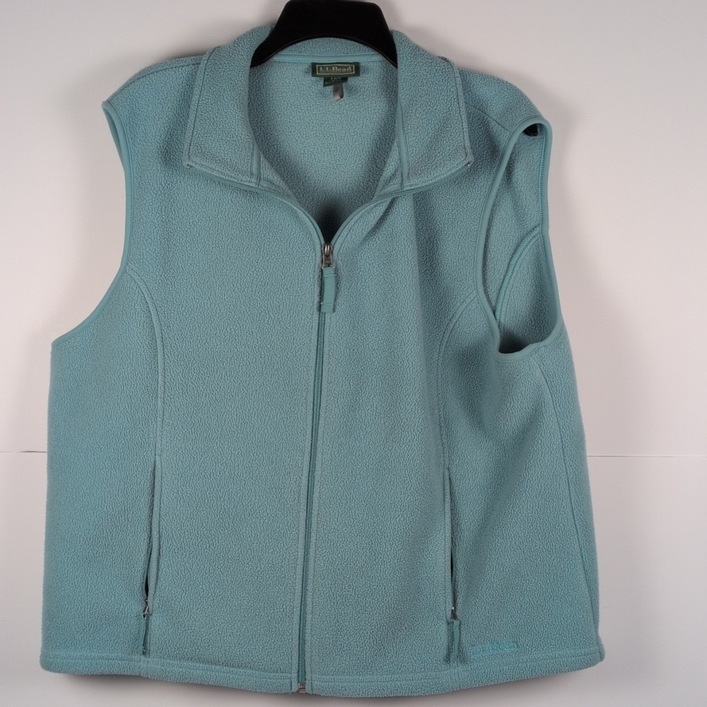 L.L. Bean Women's Sherpa Fleece Vest Size XXL Regular Full Zip Turquoise